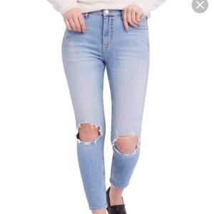 Free people ripped high waist skinny jeans